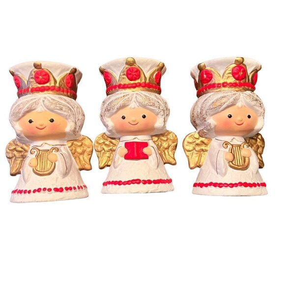 Homco Vintage Child Angel Candlesticks - Picture 1 of 15